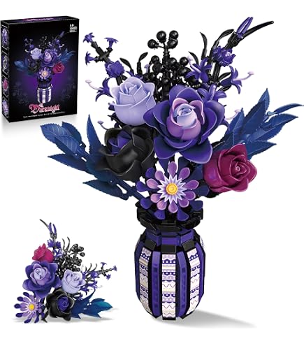 Amazon.com: Purple Flowers Building Set with Vase for Adults 14+